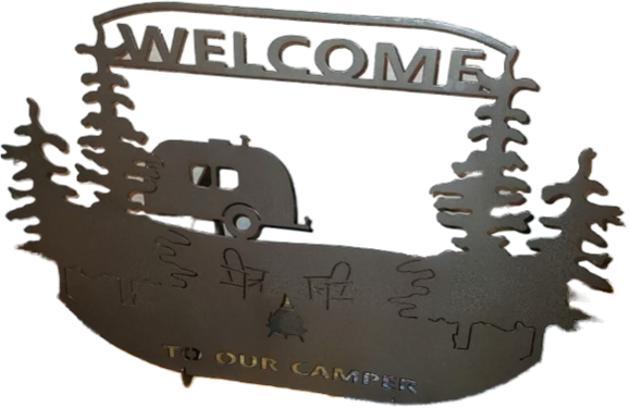 Campsite welcome sign