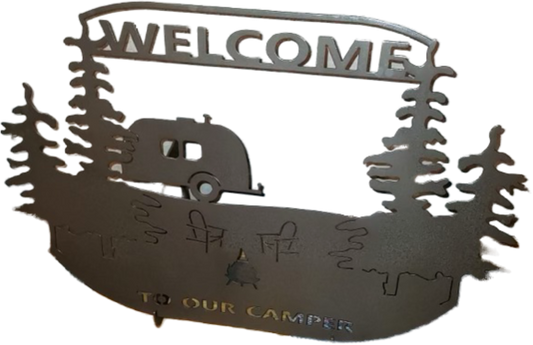 Campsite welcome sign